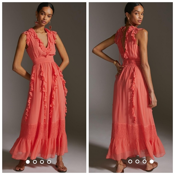 Anthropologie Dresses & Skirts - Love the Label Ruffled V neck maci dress